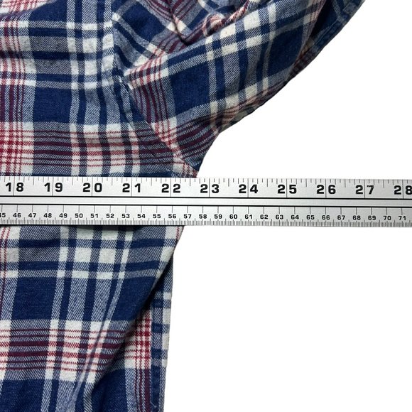Tommy Hilfiger Flannel Shirt Mens Small Blue Plaid Denim Collar Long Sleeve - Picture 5 of 8